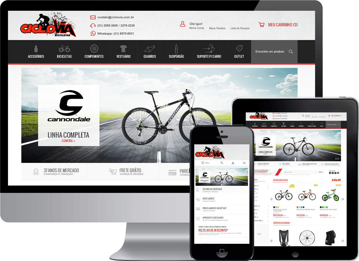 Loja Virtual Magento Responsivo - Ciclovia Bicicletas